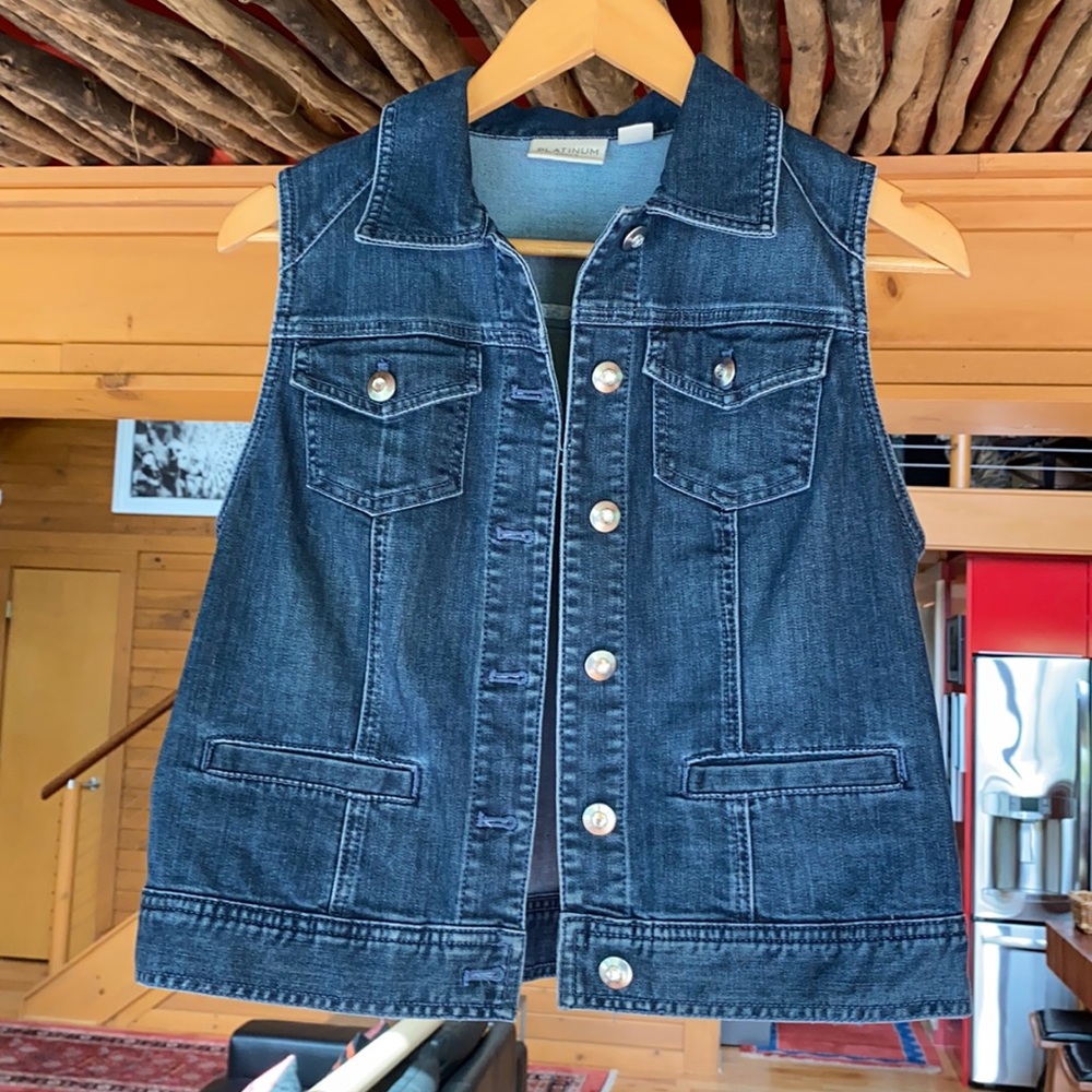 Chico’s Denim Vest with Rhinestone Buttons